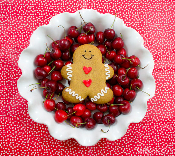 Cherry-filled gingerbread man tarts