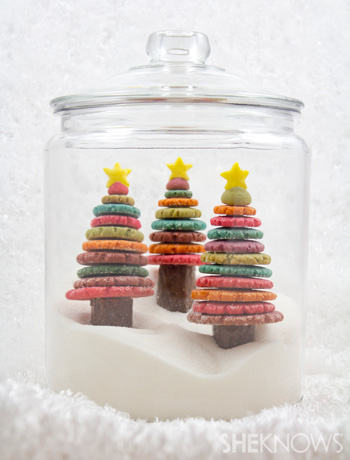 Colorful 3D Christmas tree cookies