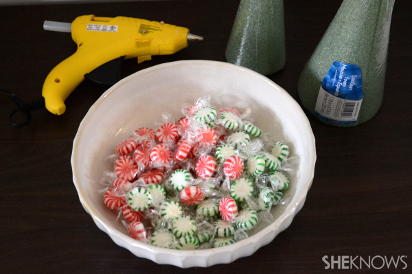 DIY candy mint Christmas tree -- supplies