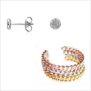 My picks: Blue Nile Mini Round Diamond Earrings ($300); Joanna Laura Constantine bracelet ($195)