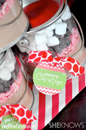 Hot cocoa party favor tins