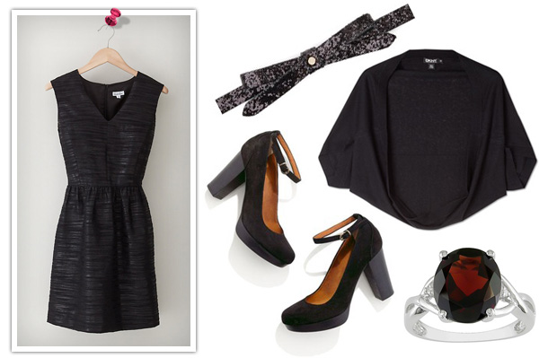 sleeveless Steven Allen dress -- office party look