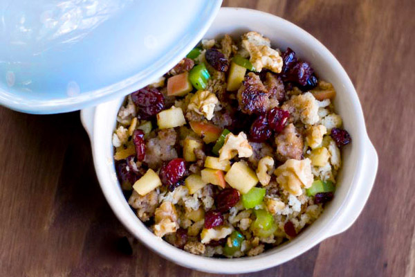 Savory holiday stuffing with apples and sausage recipe