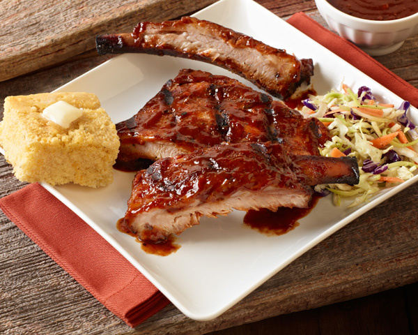Cream soda braised ribs, glazed with a chipotle Captain Morgan Black Spiced Rum barbecue sauce