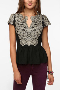 Embroidered Cap-Sleeve Blouse (UrbanOutfitters.com, $69)