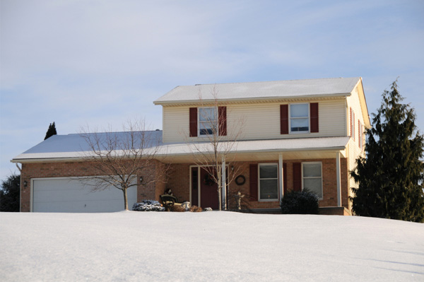 Midwest home in winter