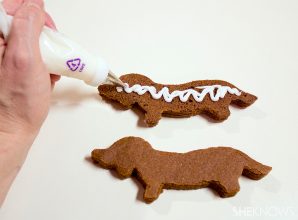 Wiener dog Santa cookies -- frost