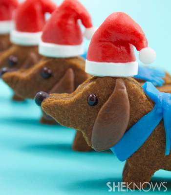 Wiener dog Santa cookies -- decorate