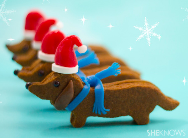 Wiener dog Santa cookies -- final