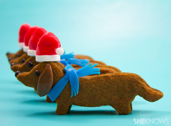 Wiener dog Santa cookies