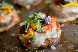 Stuffed portobello mushroom pizzas