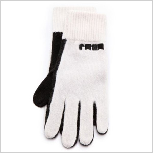 Black and white gloves