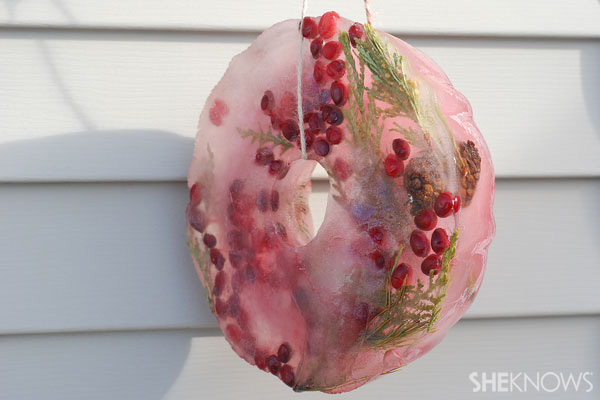 Hanging ice wreath
