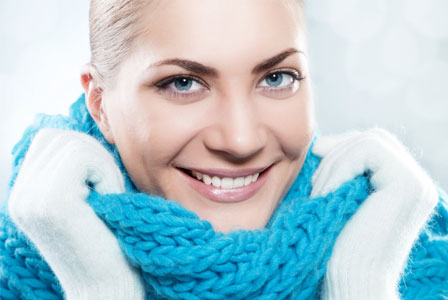 Woman in blue sweater