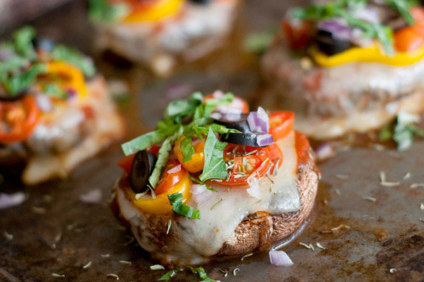 Portabella mushroom pizzas