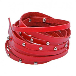 Chicnova Red Skinny Leather Rivets Wrap Bracelet