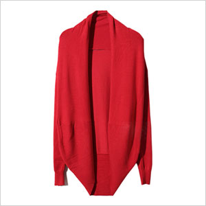 Romwe Asymmetric Neckline Red Cardigan 