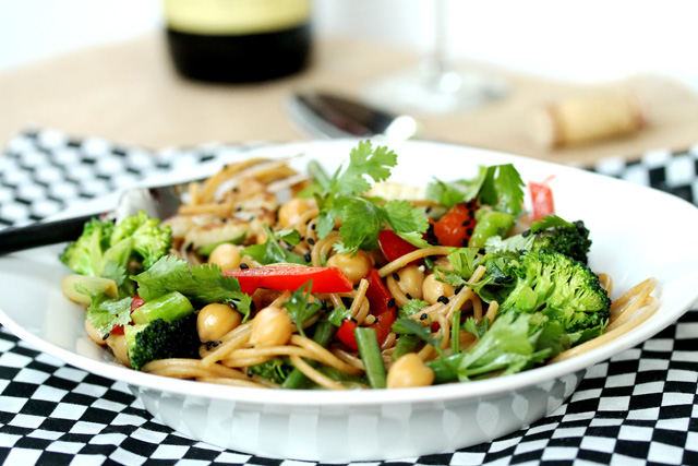 4 pasta veggies and garbanzo beans