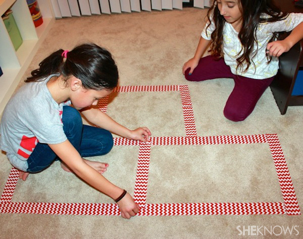 Rainy day activities - Indoor hopscotch
