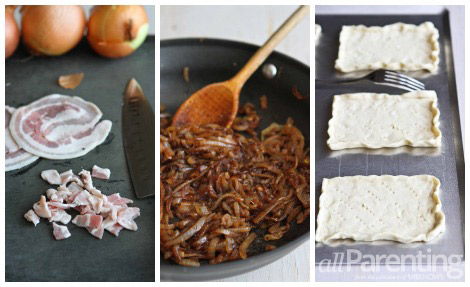 onion parcetta tart collage