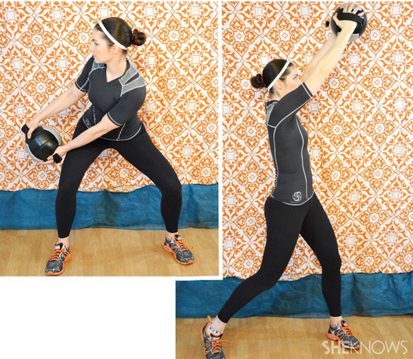 Woodchop with medicine ball