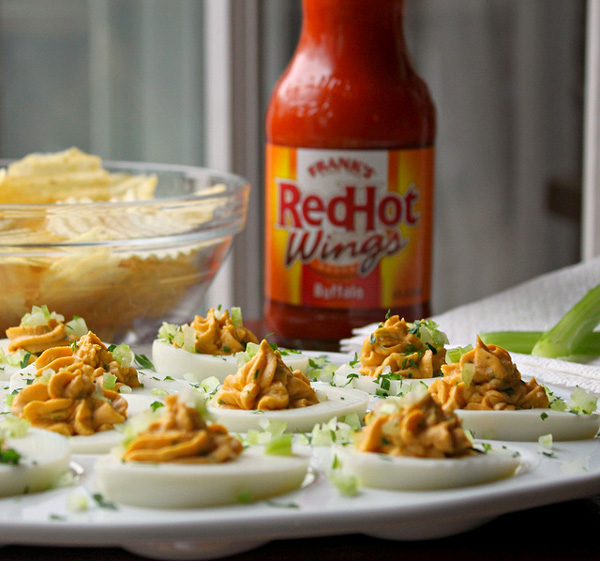 Buffalo blue cheese deviled eggs