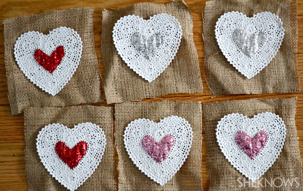 hearts with glitter