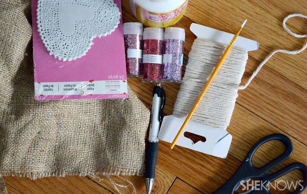 Burlap and lace Valentine's day banner
