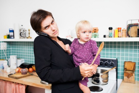 Busy mom in the kitchen