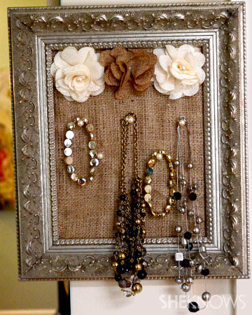 Easy DIY framed jewelry holder