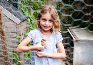 Girl with chicken
