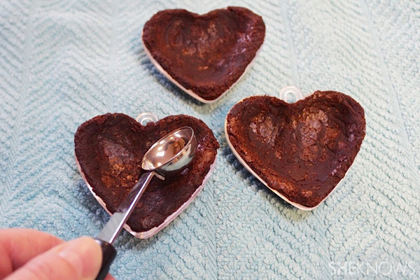 Heart-shaped brownie treasure boxes recipe -- shape heart