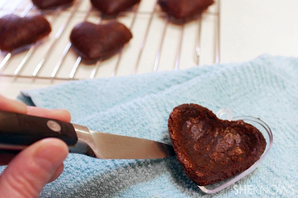 Heart-shaped brownie treasure boxes recipe -- remove