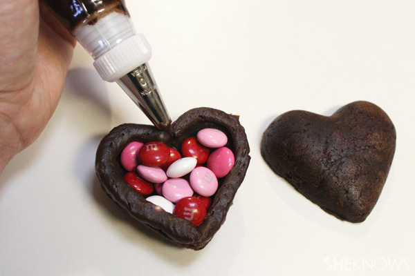Heart-shaped brownie treasure boxes recipe -- seal