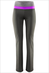 straight-cut black sports pants with a colorful waistband