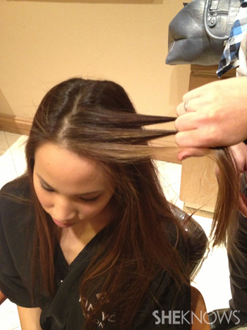 Get Lucy Liu's hairstyle from the 2013 Golden Globes -- Step 2