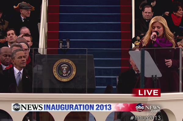 President Obama and Kelly Clarkson at the inauguration