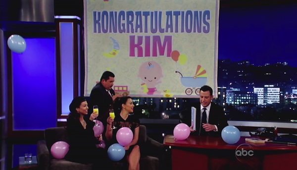 Kim Kardashian talks West and pregnancy on Jimmy Kimmel Live.