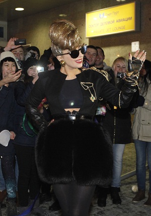 Lady Gaga emerges from inflatable vagina