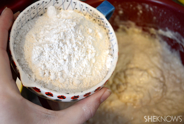 Step 2: Stir in flour and let rise