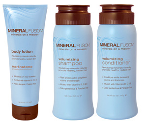 Mineral Fusion body lotion, shampoo, and conditioner