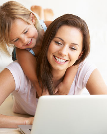 Mom working with daughter