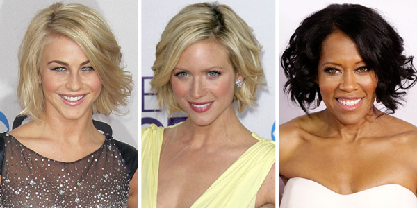 Julianne Hough, Brittany Snow and Regina King wearing bobs at the 2013 People's Choice Awards