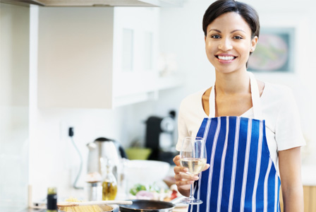Relaxed woman cooking