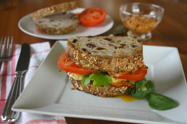 BELT sandwiches with sun-dried tomato spread