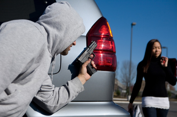 Woman being stalked by mugger