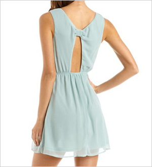 Bow-Back Studded Chiffon Dress