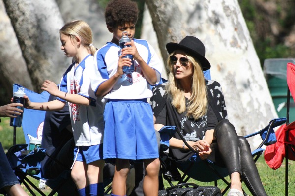Heidi Klum with her kids at a soccer practice