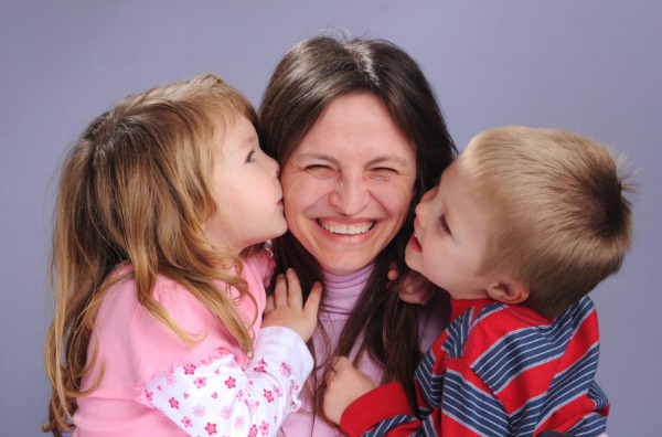 Mom with two kids