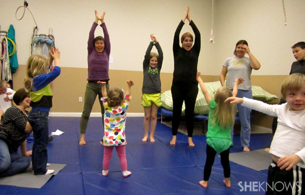 Yoga group stretch